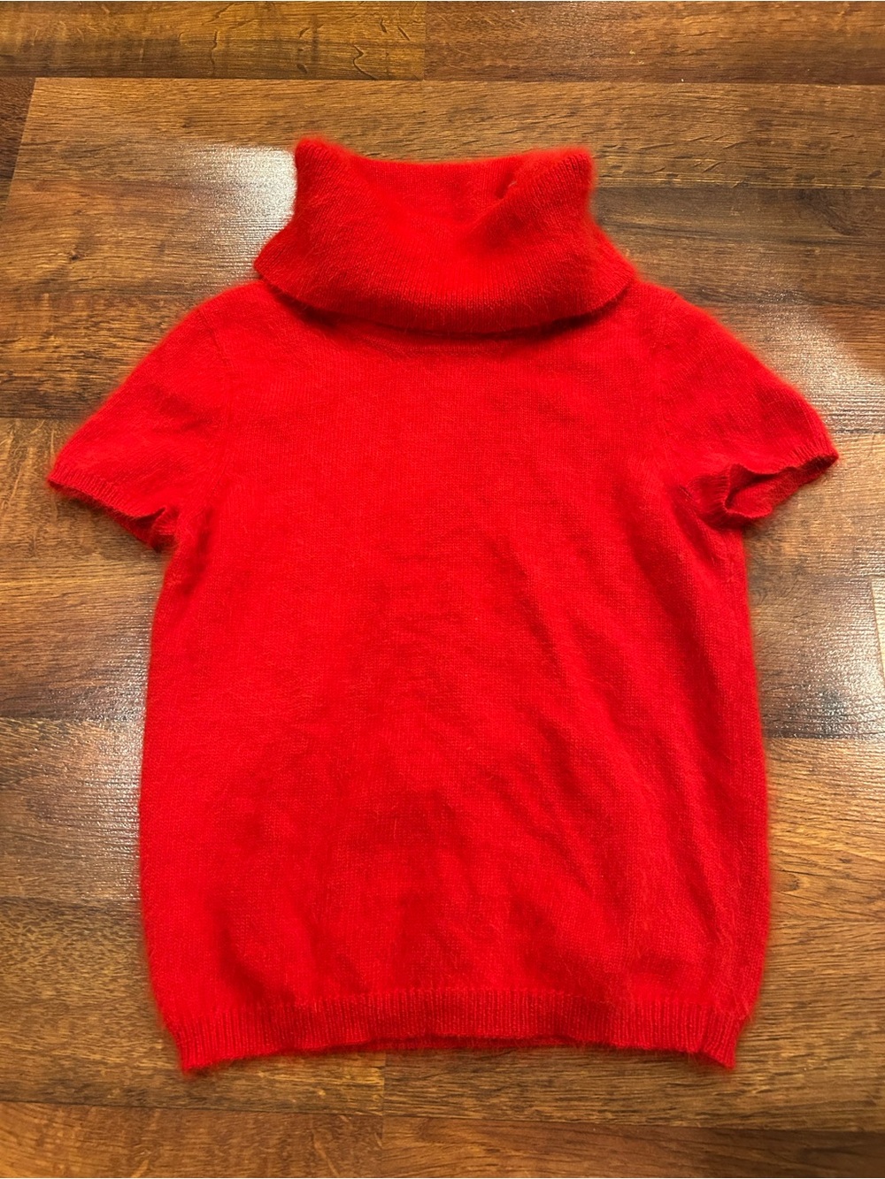 Ralph Lauren Black Label Red Angora Turtleneck Short Sleeve Sweater Small